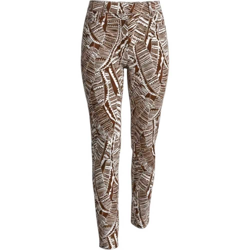 J.McLaughlin Lexi Palm Leaf Geometric Print Pants Skinny Stretch Lite Brn/Wht 2